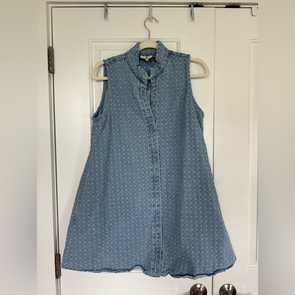 Tuckernuck Light Wash Denim Dot Sleeveless
